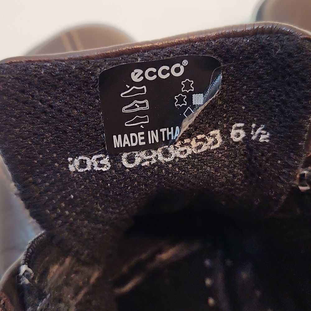 Ecco Leather Loafers Flats Comfort Shoes Brown Split Toe Zip Womens Sz 6 1/2 EUC - Picture 13 of 15